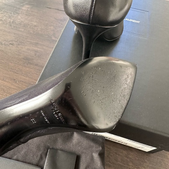 Saint Laurent Anja 105mm Stiletto Heel Pump Mesh and Leather Black EU 38 US 8 - Picture 8 of 11